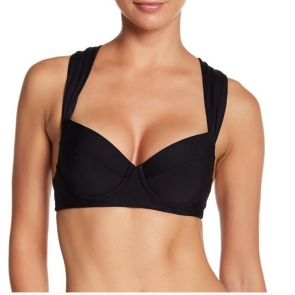 Tori Praver NWT Swimwear Aimee Top in Black size Small